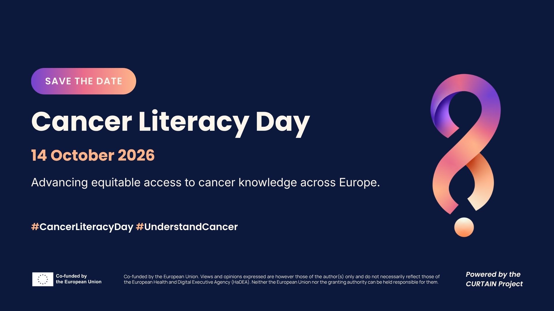 Save the date: Cancer Literacy Day, 14 October 2026, advancing equitable access to cancer knowledge across Europe